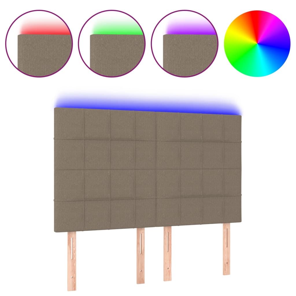 Vidaxl Bed Headboard with LED, Taupe, 144X5X118/128 Cm, Fabric