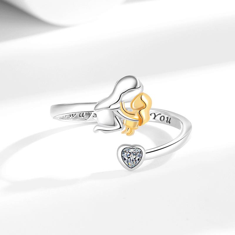 New Fashion Mother-Daughter Hugging Open Ring - Engraved Heart Jewelry for Mother's Day