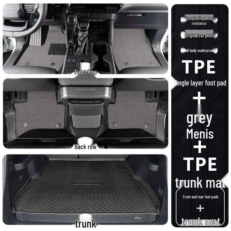 Toyota Prado TPE Floor Mats (2010-2025 Models) - Full Coverage, Car Interior Accessories