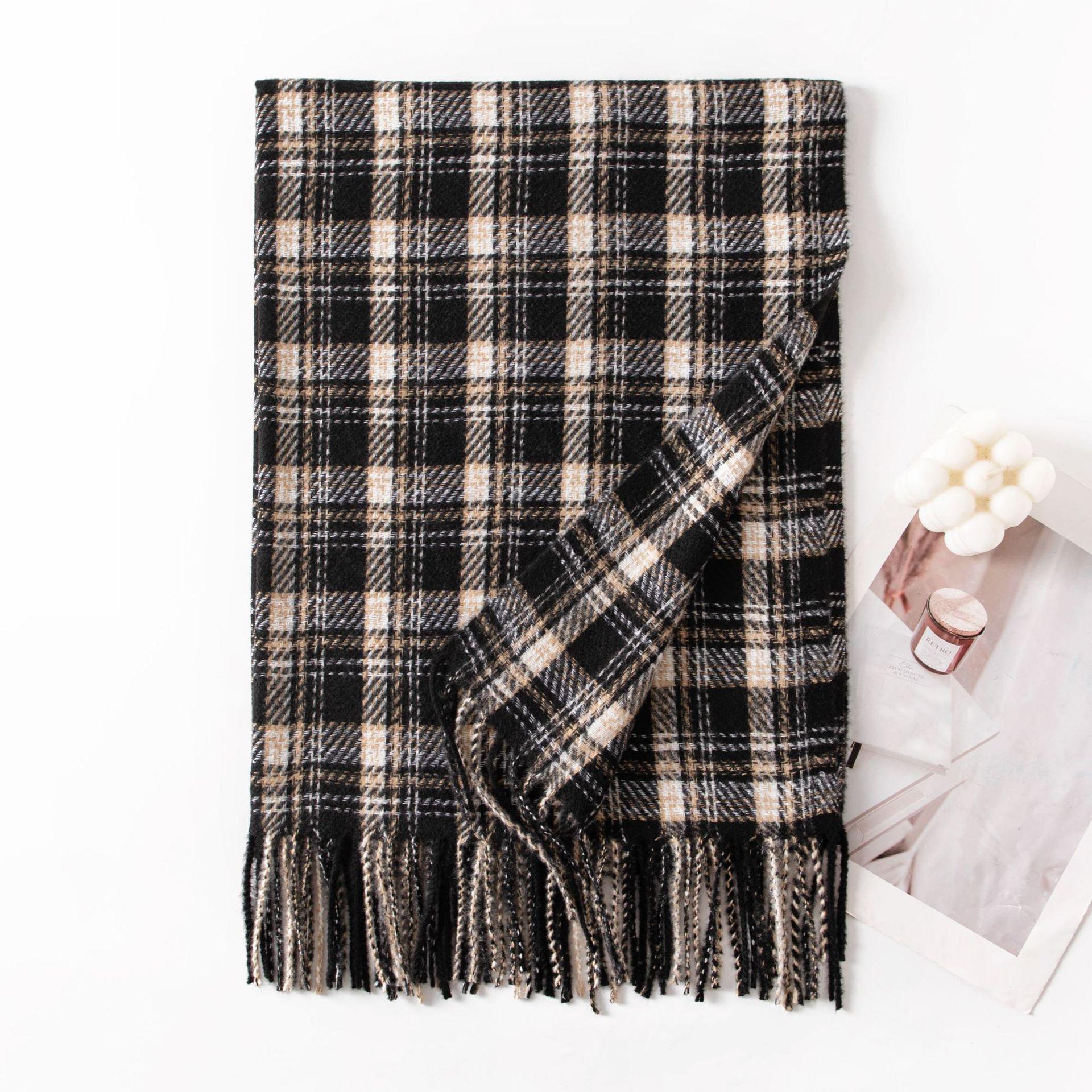 

Autumn and Winter Simple Korean Versatile Scarf Female Student Business Sweet Scarf Warm Tassel Couple Thickened Shawl 65*200cm