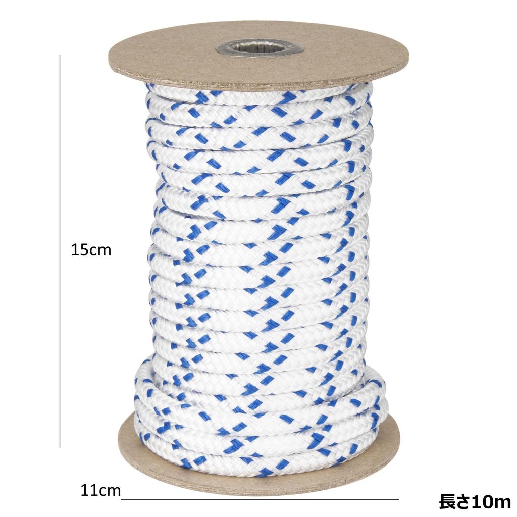 Double-braided Rope with Pylen Blue Stitching, 10 Meters, 8mm Diameter, Bobbin Wound