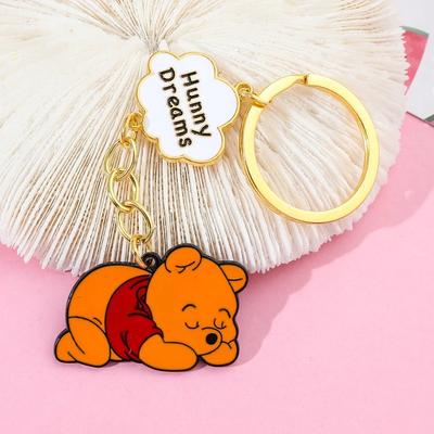 Portachiavi Figura Anime Orso Pooh Dormiente Winnie Ciondolo Smaltato Portachiavi per Zaino Ornamento Auto Accessori Regali Per