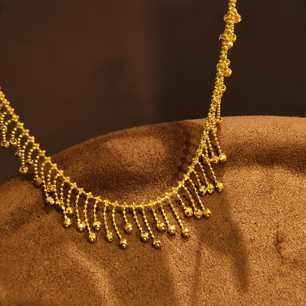 Women's Gold-Plated Sterling Silver Tassel Bead Necklace with Italian Craftsmanship