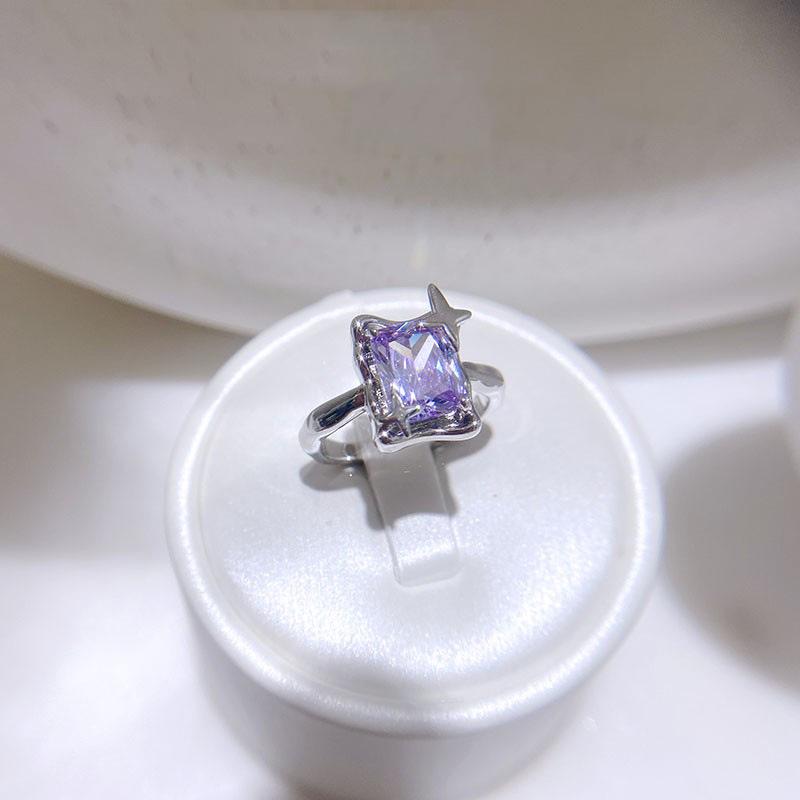 

Сахар Легкая Роскошь Фиолетовый Циркон Кисточка Женское Открытое Кольцо