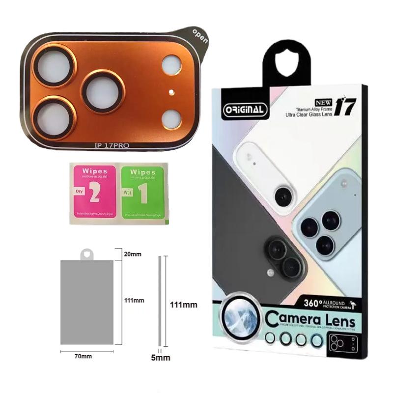 Защитная пленка для объектива iPhone 17 Pro Max Armor - AR Антибликовая Полное покрытие Защита камеры iPhone 17 Pro Max Orange