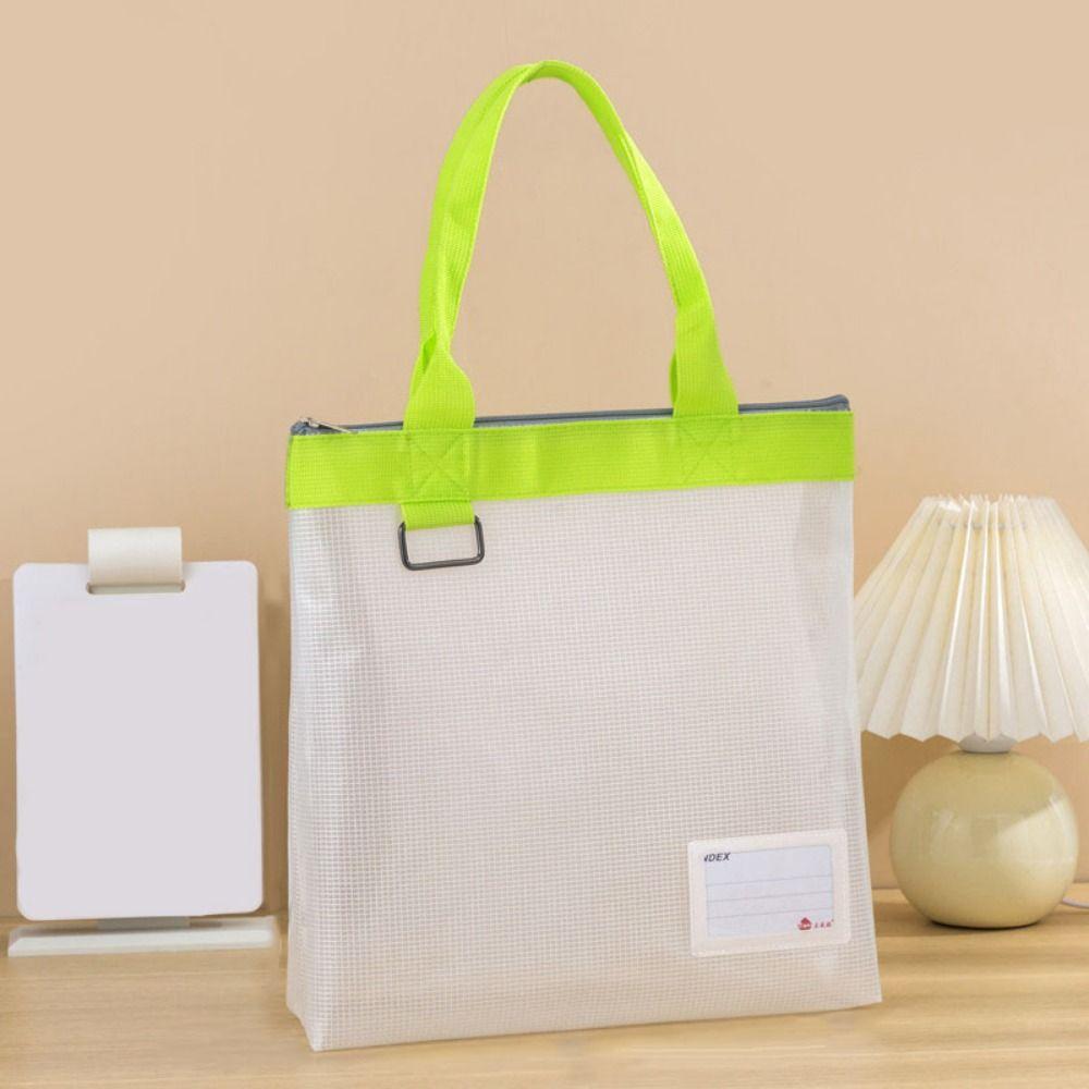 with Handle Mesh Document Storage Bag Large Capacity File Storage Bag Handheld Project Bag Travel
