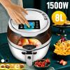 8L 1500W Health Fryer Cooker Smart Touch LCD Airfryer Pizza Oil Free Air Fryer Multi Function Smart Fryer for French Fries