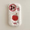 Embroidered Tennis Racket Plush Phone Case for iPhone 16 15 14 13 Pro Max Fall/Winter Warm Plush Phone Case