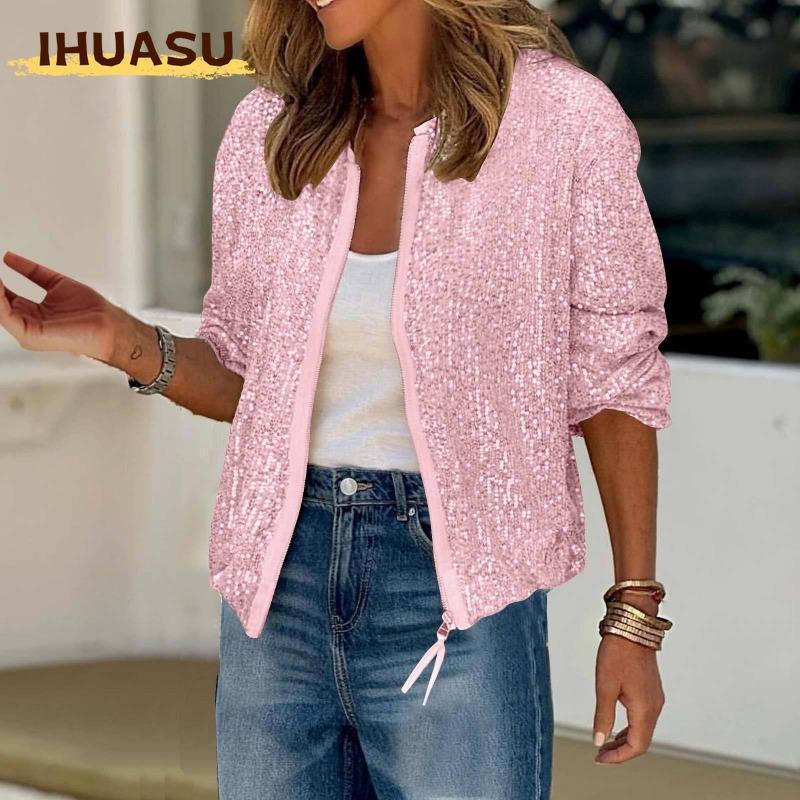 IHUASU Damen Vintage Casual Einfarbig Druck Herbst Winter Langarm Jacken & Mäntel