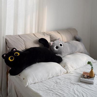 Almohada de Peluche Gato Negro para Respaldo - Linda Almohada Larga para Dormitorio o Mesita de Noche para Dormir y Soporte de Piernas