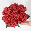 Artificial Flowers Roses 7 Pieces Ready-Made Rose Bouquet Flower Arrangement for Vase - Red