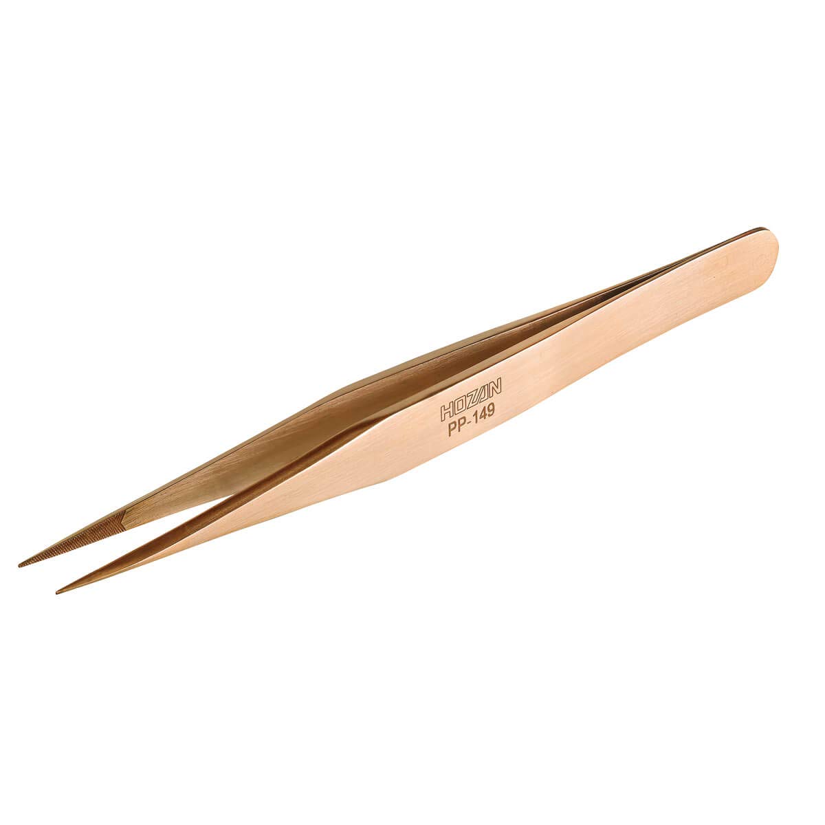 HOZAN Phosphor Bronze Fully 125mm Overall 8mm Opening Tip Straight Tweezers, Non-Magnetic, Length, Width, 0.5mm Width, Type, PP-149