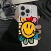 Floral Pattern Sun Smile Face Design For iPhone 16 15 Pro Max 14 13 12 11 ProMax Matte Hard Back Cover Case Funda Coque