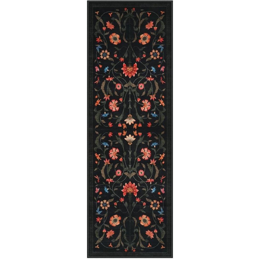 Runner Rug Corridor Carpet Bedside Bedroom Bohemian Style Flowers Mat Hallway Rugs Foldable Machine Washable Home Decoration