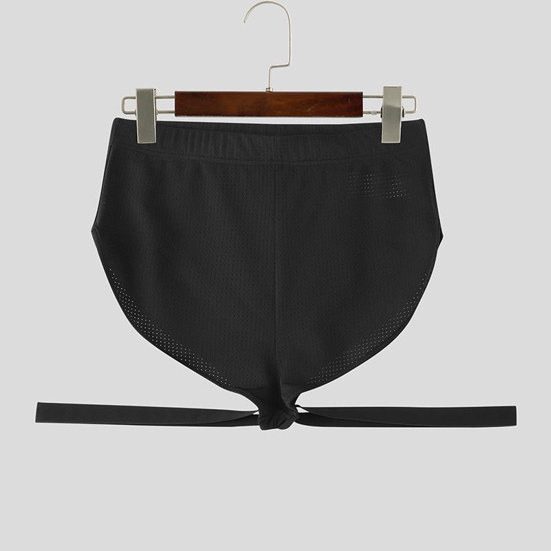 Men Elastic Waist Cutout Beach Home Wear Mini Pants Shorts Pajamas Underwear