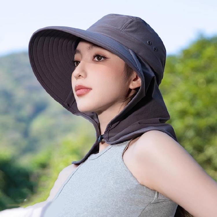 Women Sun Hat Bucket Hat with Large Shawl for Travel Hiking Shopping