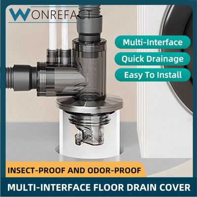 Bathroom Washing Machine Drain Connector Triple Drain Floor Cover Odor-proof Sink Basin Dishwasher Water Purifier Overflow Prot