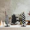 3 Pcs Wooden Christmas Tree Tabletop Decor, Black & White Freestanding Handmade Xmas Centerpiece for Home Party