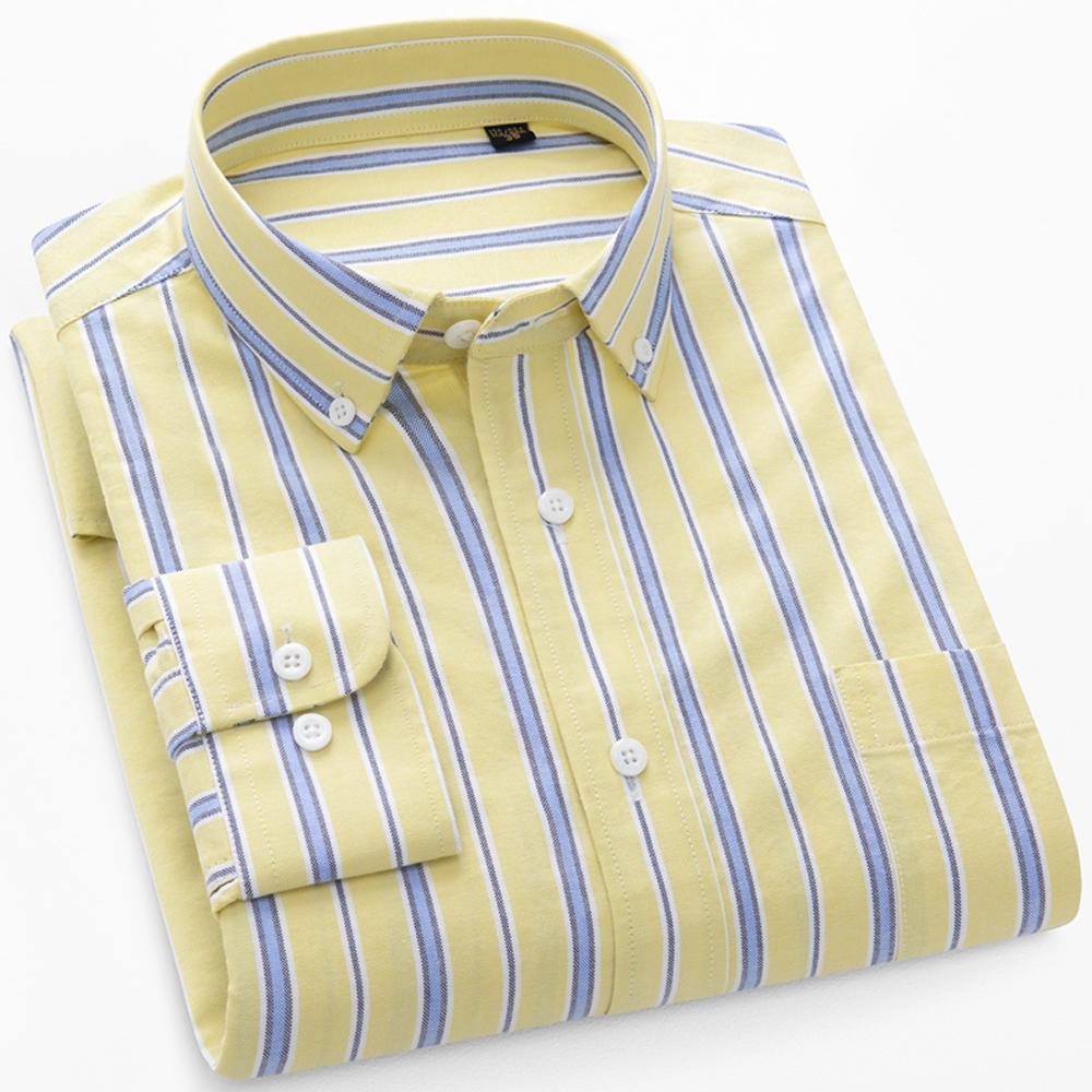 Men's Long Sleeve Washed Oxford Button-Down Shirt with Pocket, 100% Cotton Soft Comfortable Casual Fashion Spring Fall Menwear