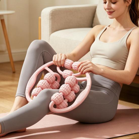 Anti-Cellulite Leg Massage Roller Lymphatic Drainage Deep Tissue Therapy Thighs Arm Back Shoulder Muscle Relaxation Massage Tool with 15 Rollers