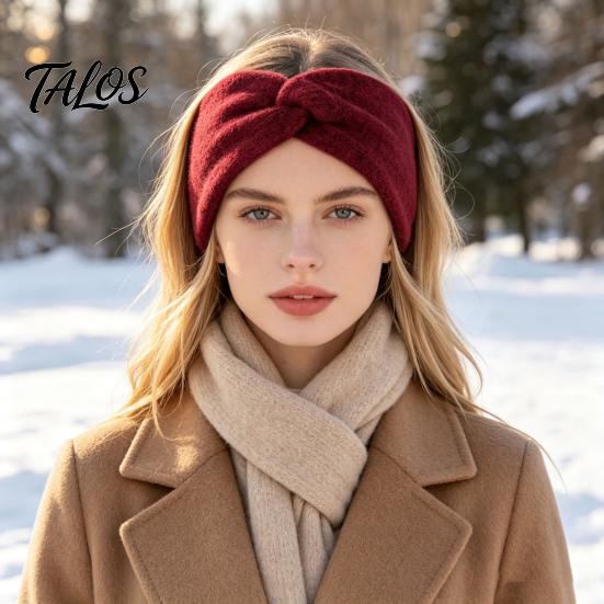 Wide Headband for Winter Sports Women Headband, Twist Knot Knitted Thick Warm Ear Cozy Protection Skiing Warmers, Head Wrap Cold Weather Autumn