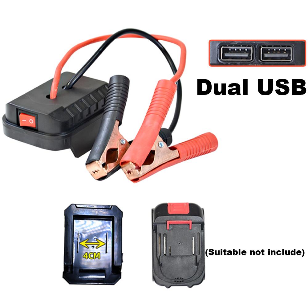 For Makita Car Battery Jump Starter Lithium Emergency Power Bank with Thickened Copper Clips with Dual USB Charging Ports