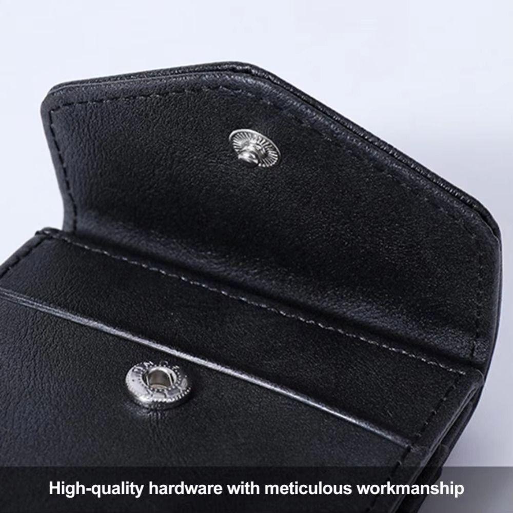 Faux Leather Material Vertical Card Wallet Slim Design Snap Button Closure Faux Leather Wallet Card Storage Pocket