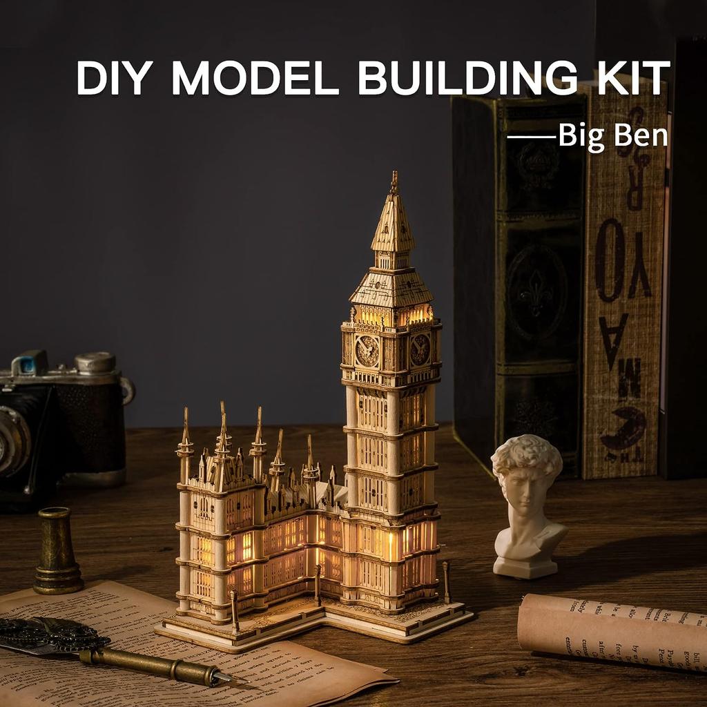 Robotime 3D Puzzle Wooden Kits DIY Tower Bridge Big Ben Set Eiffel Tower Model Kit Home Decor Birthday Gifts