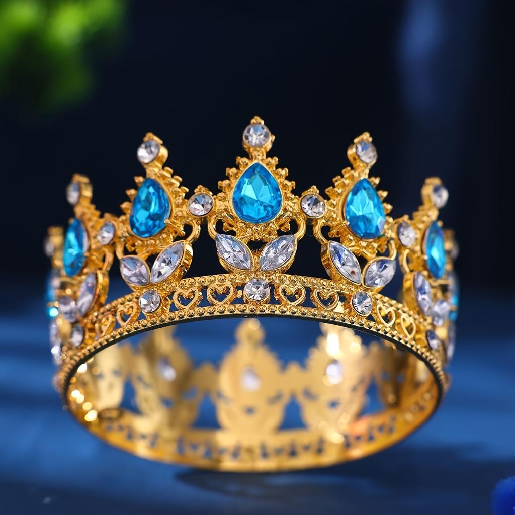 Tiaras y Coronas Redondas de Cristal Barroco Diadema con Pedrería Corona de Baile Corona Accesorios para el Cabello de Boda Joyería Corona