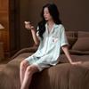 Ice Silk Cool Women’s Long Sleeve Pajama Set with Cute Stripes for Spring and Autumn
