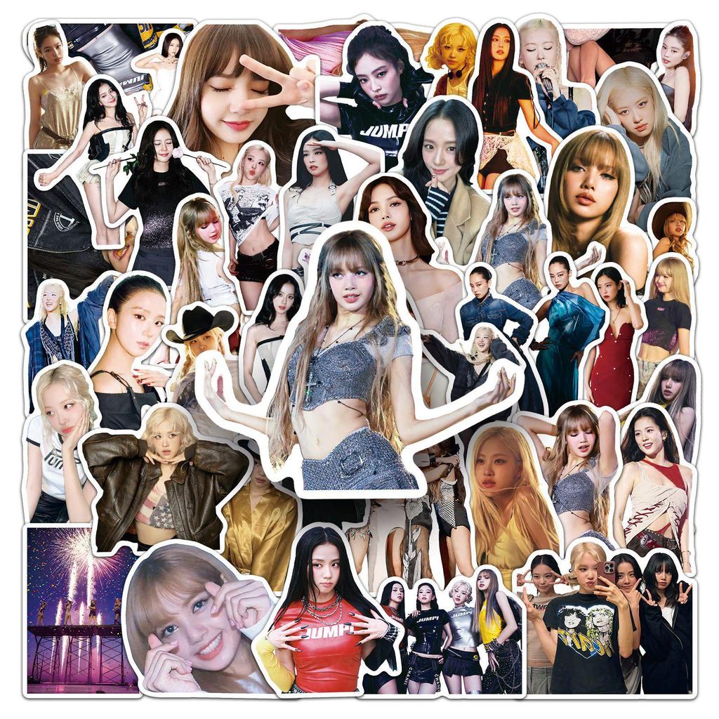 BLACKPINK Waterproof Stickers (50 pcs) - K-Pop Girl Group Decorative Stickers for DIY, Phone, and Computer.