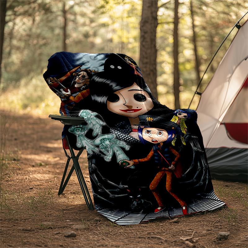 Coraline Theme Printed Blanket - Perfect for Couch, Bed, Travel & Outdoor Use | Machine Washable, Cozy & Durable.