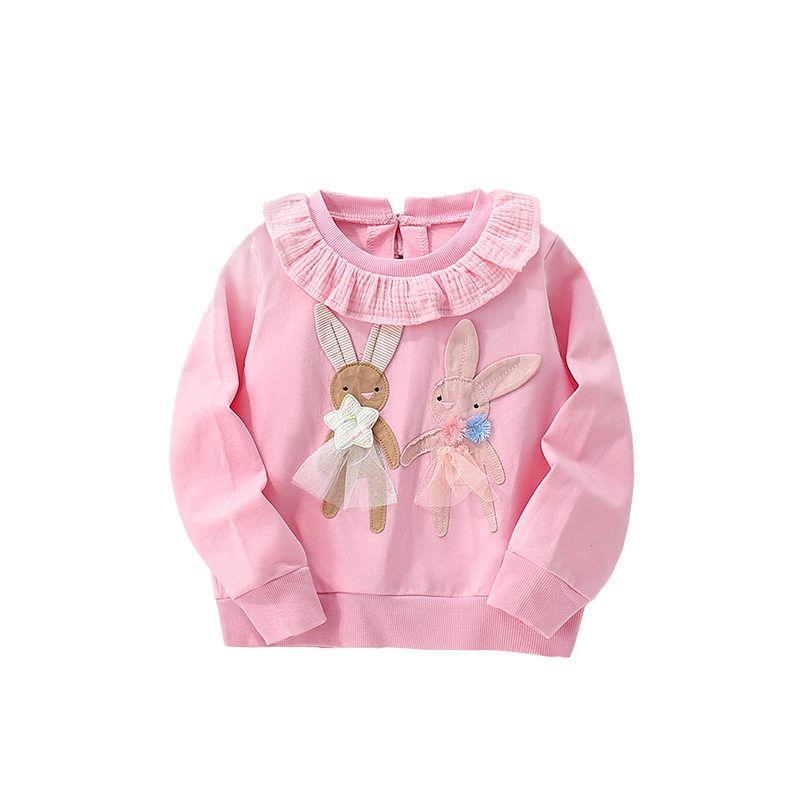 Children's Stylish Tops 2025 New Girls' Skin-Friendly Pure Cotton Sweatshirt Base Shirt Cute Pure Cotton Autumn Wear for Baby Girls