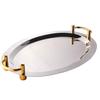 Golden Oval Stainless Steel Big Round Plate Tray Buffet Candy Cake Fruit Mirror Plate Hotel Restaurant Grill Wedding Cute Dish