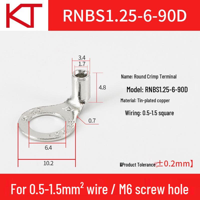 RNB1.25-90D Copper L-Shaped 90° Elbow Cold-Pressed Terminal Connector