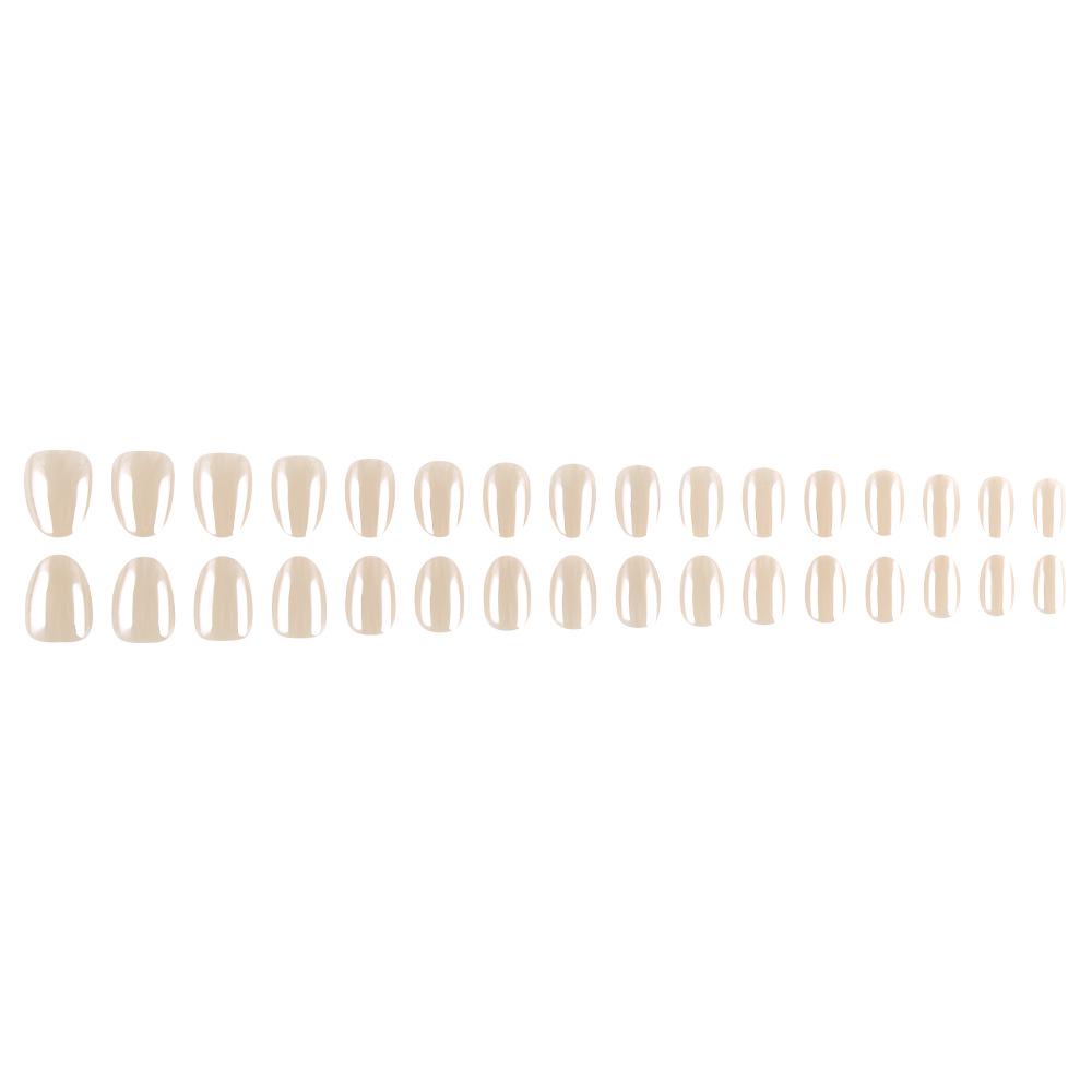 High-End Melkthee Nude Press-On Nagels: Zacht, Kort Ovaal, Huidverhelderend Pure Kleur Kunst - Set van 32