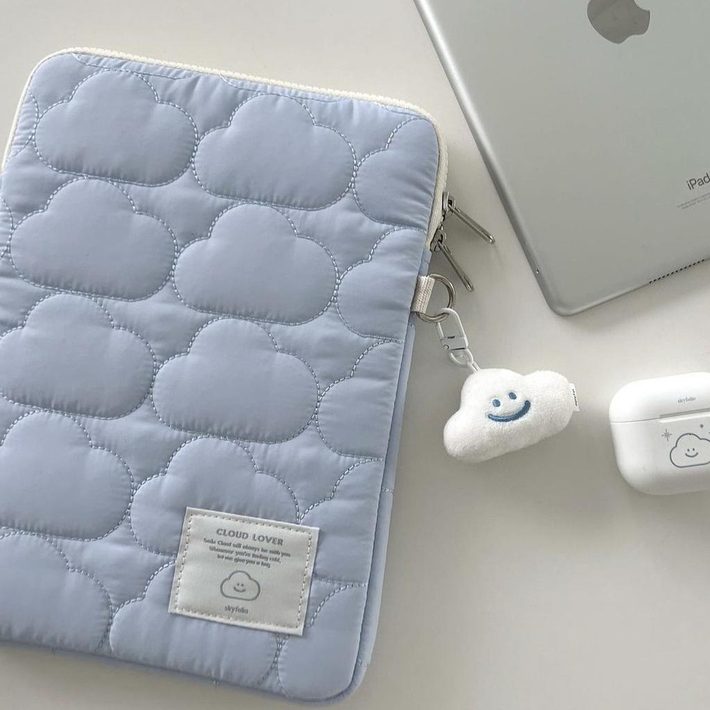 TS JYL Laptop bag,Korean Cloud iPad Sleeve Quilted Soft 13 Inch Shockproof Laptop Case