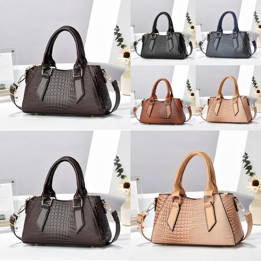 Trendy Crocodile Pattern Stylish Pillow Bag Versatile Large Capacity Handbag