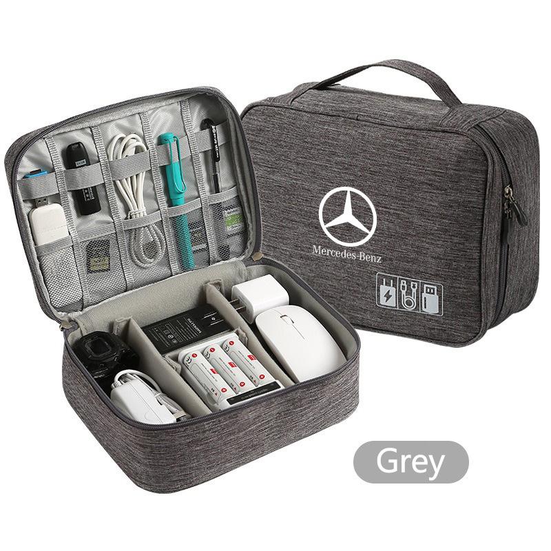 CRI1Car Logo Travel Cable Digital Electronic Storage Bag For Mercedes Benz AMG W203 W206 W220 W205 W222 W212 W201 W210 Accessories