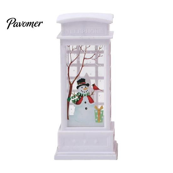 Bedroom Bedside Lamp Telephone Booth Christmas Lantern, Vintage LED Flameless Candle Night Light Retro Phone for Desk, Festive Tabletop Decor, Holiday
