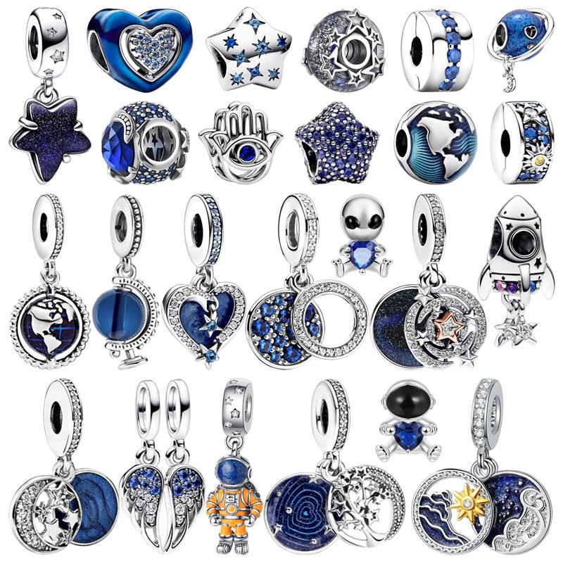 Astronaut In The Galaxy Aviation Rocket Splittable Sun & Moon Star Charm Beads Fit Original Bracelets DIY Jewelry Gifts