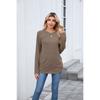 Fall Winter New Women's Solid Color Crew Neck Loose Long Sleeve T-shirt Top For Cross-border Export