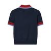 Fila Moda Patrimonial Simples Clássico Retrô Casual Versátil Confortável Ajustado Tricô Manga Curta Suéter Tops Femininos Azul Cigarro F11W628415FDB