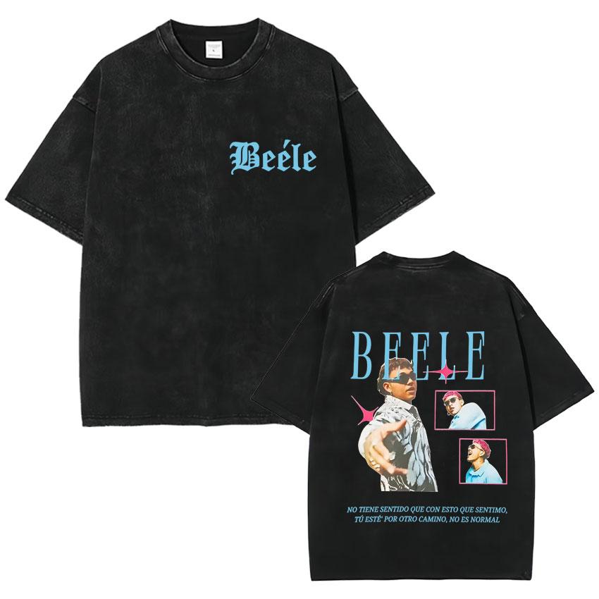 Rapper Beele Harajuku Album Vintage Washed Fashion TShirt Mens Oversized Tee Shirt Cozy Crewneck Short Sleeve T Shirt Fans Gift