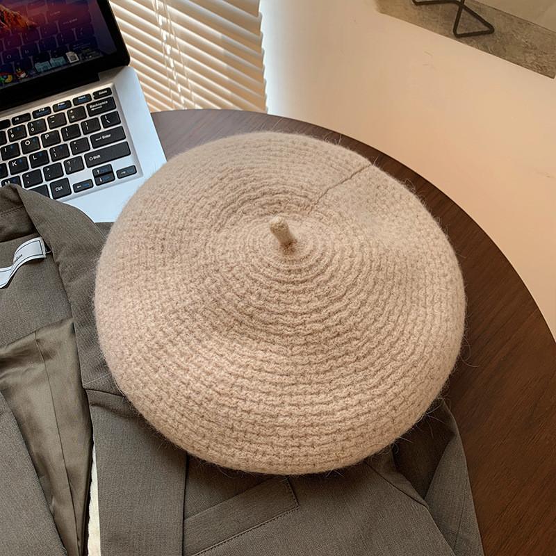 Warm Beret Comfortable For Women Fashionable Cotton Hat In Black Blue And More