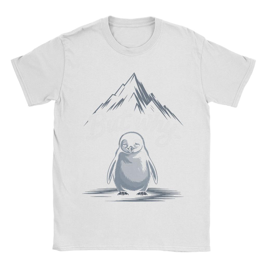 Trendy Nihilist Penguin ButWhy Mountain LonelyPenguin Cotton T Shirt For Couple Summer Vintage T Shirts Breathable Tees