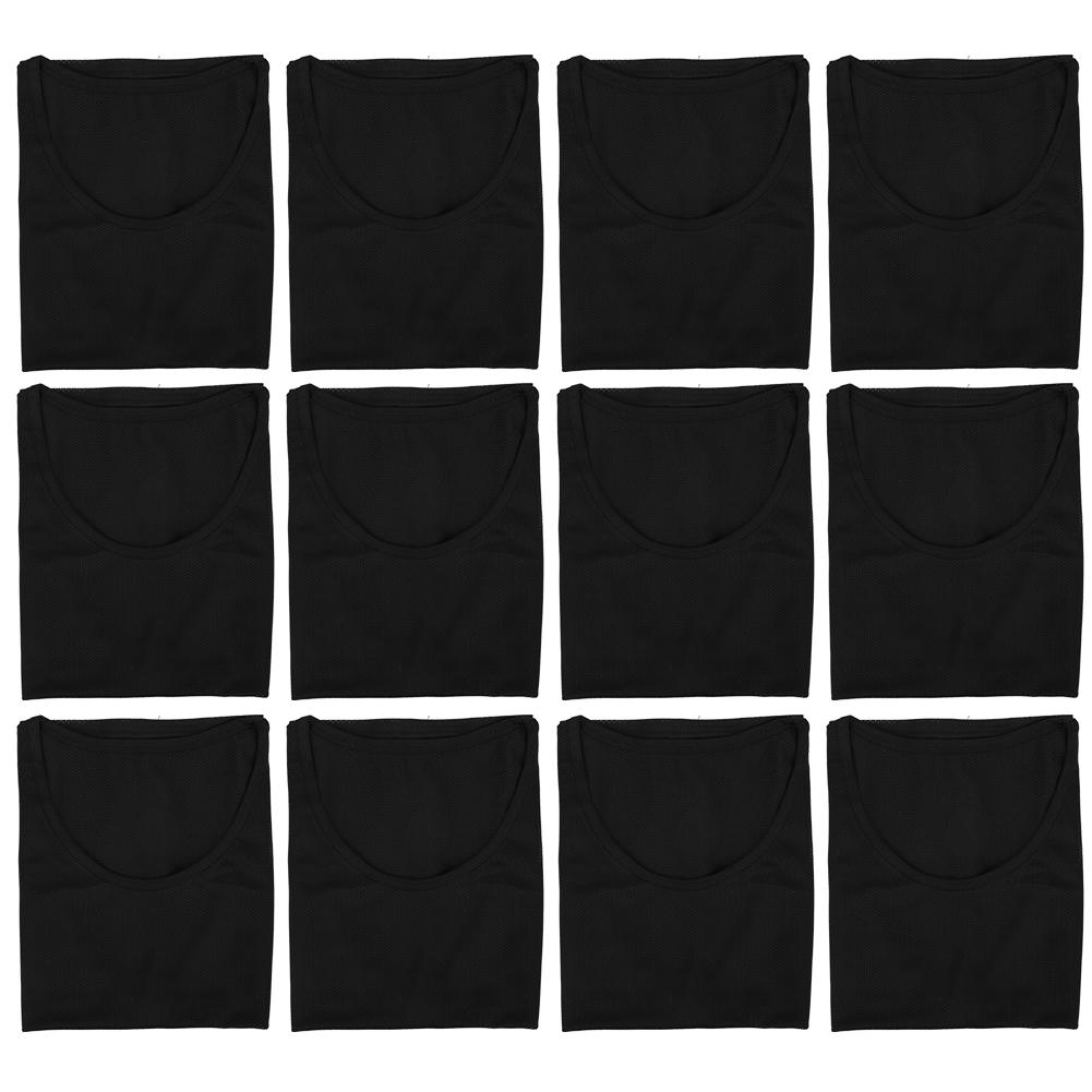 12Pcs Small Mesh Breathable Children Football Training Exercise Vest Black Kid Free Size