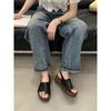 2025 new simple Korean version of the style platform sandals Roman summer wear beach word with slippers women
