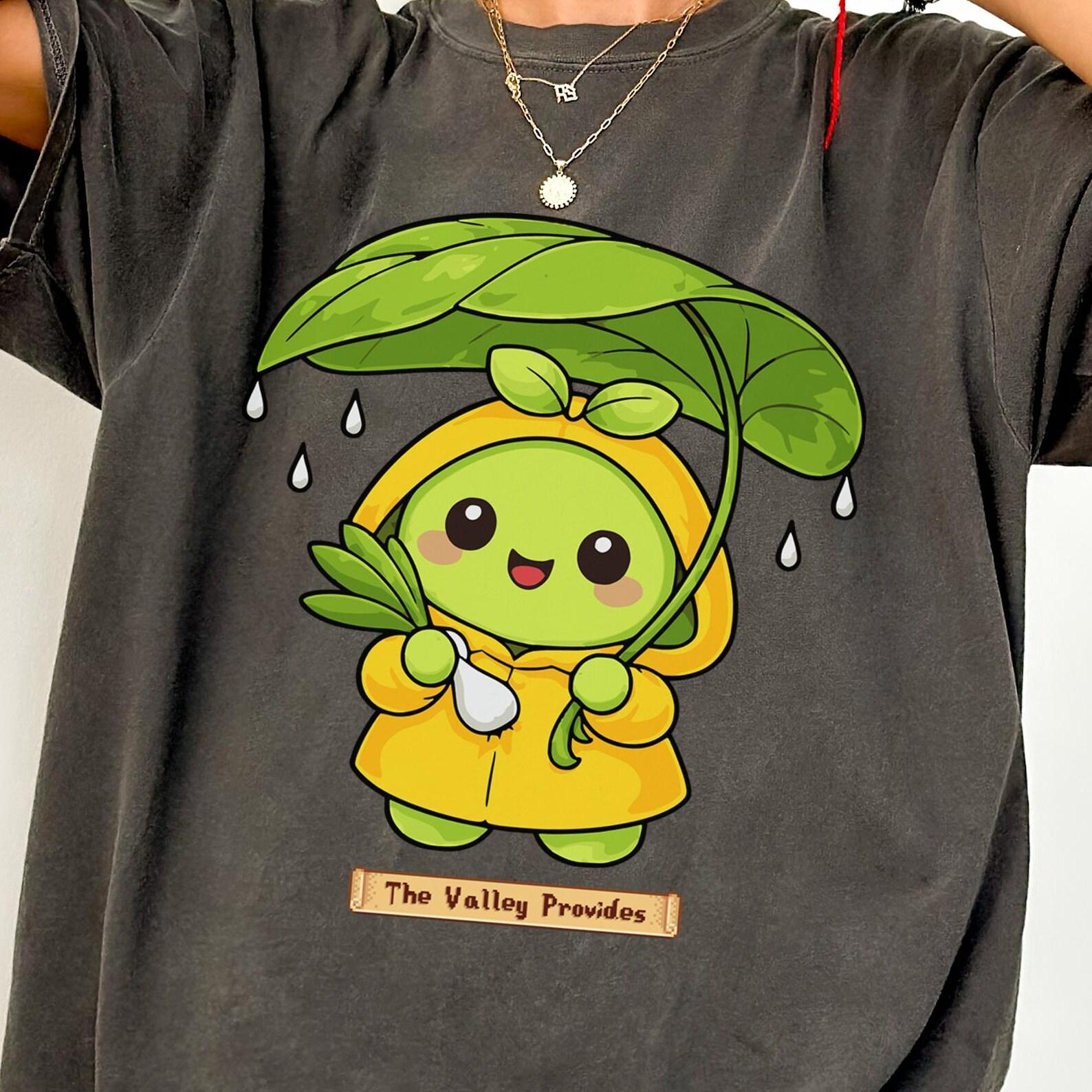 Cute Green Junimo Shirt Stardew Valley Inspired Gamer Shirt The Valley Provides Video Games Tee Retro Gaming Graphic Gamer Gifts Ideas S