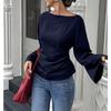 DAFIFY Moda Donna Casual Primavera Autunno Tinta Unita Stampa Manica Lunga Monospalla Bluse e Camicie